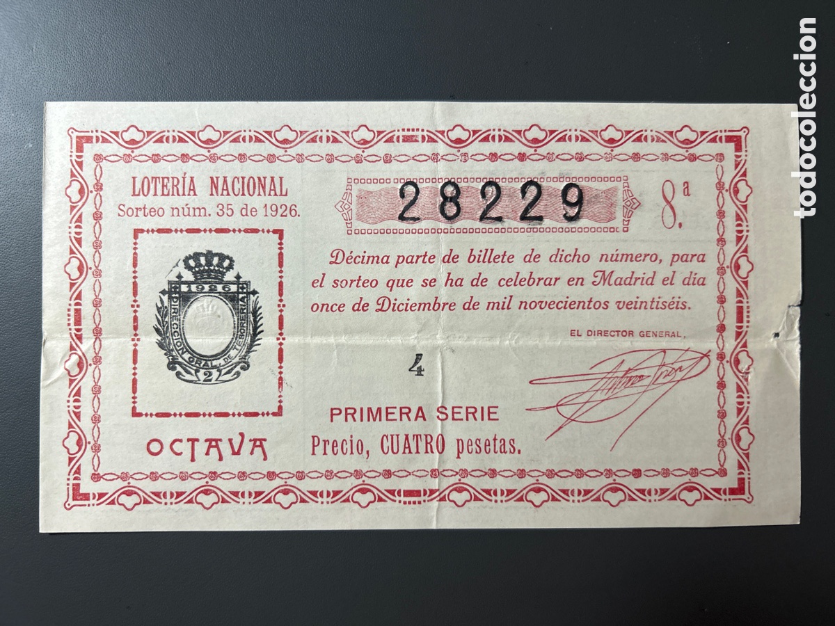 Cupones ONCE: Loteria A&ntilde;o 1926 Sorteo 35 - Foto 1