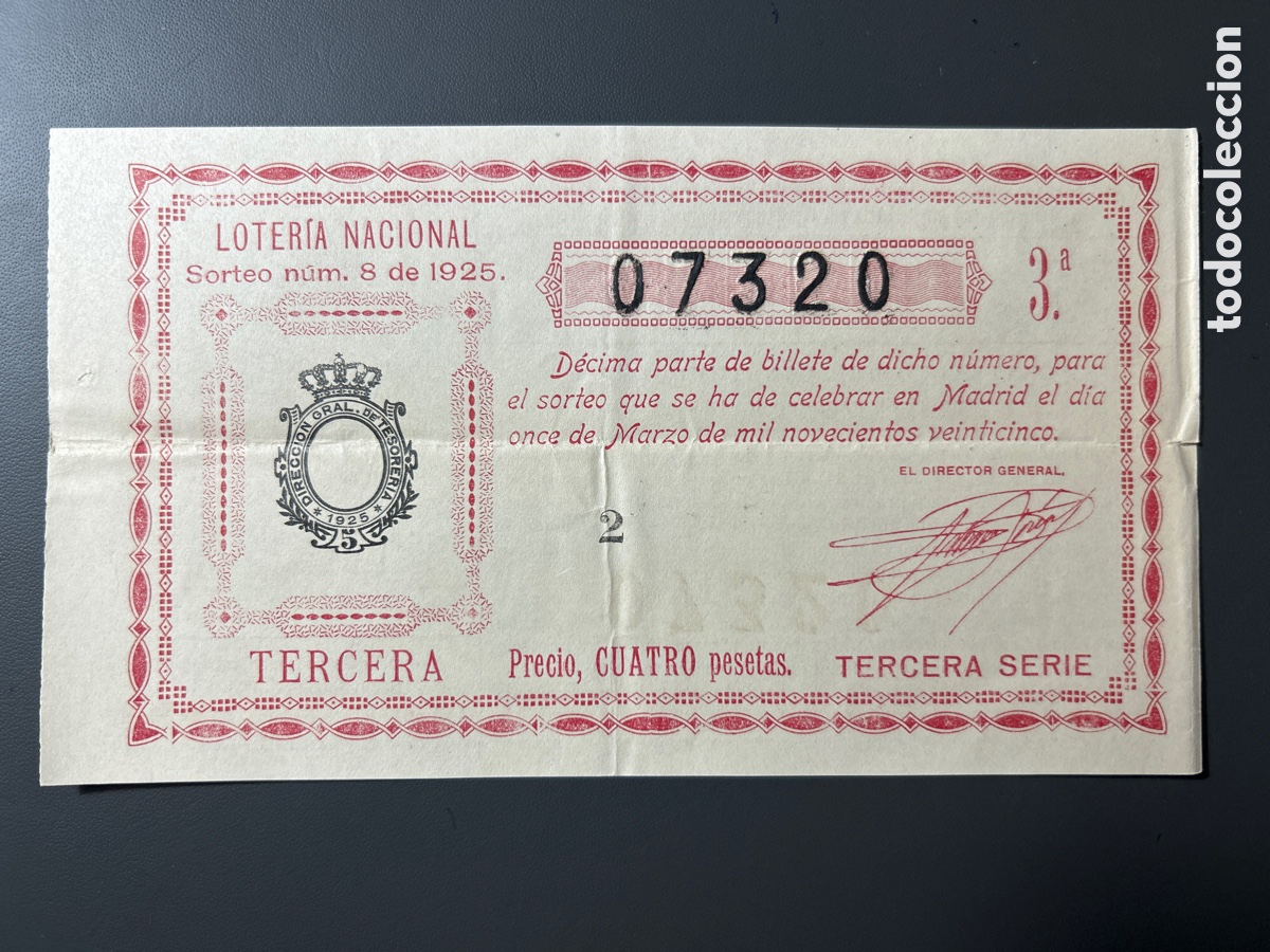 Cupones ONCE: Loteria A&ntilde;o 1925 Sorteo 8 - Foto 1