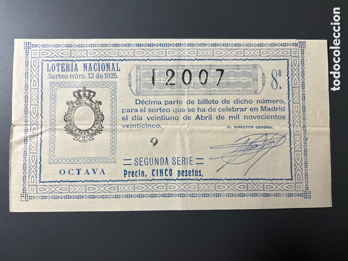 Cupones ONCE: Loteria A&ntilde;o 1925 Sorteo 12 - Foto 1