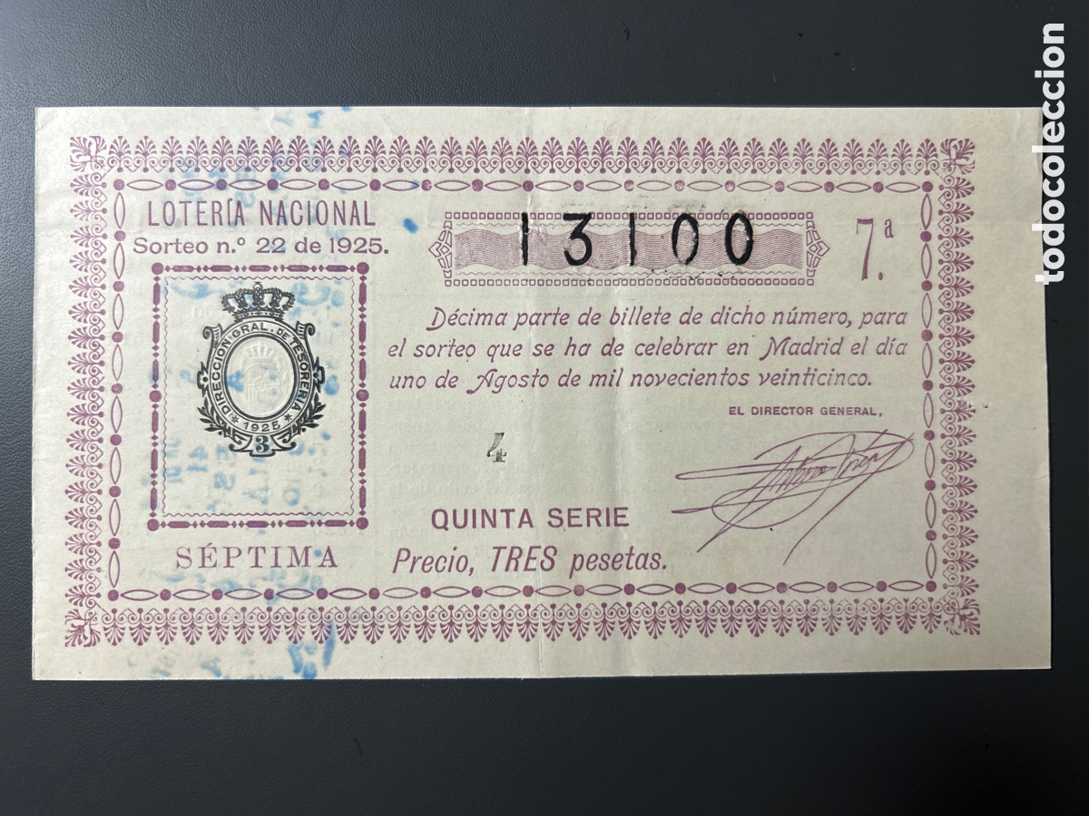 Cupones ONCE: Loteria A&ntilde;o 1925 Sorteo 22 - Foto 1