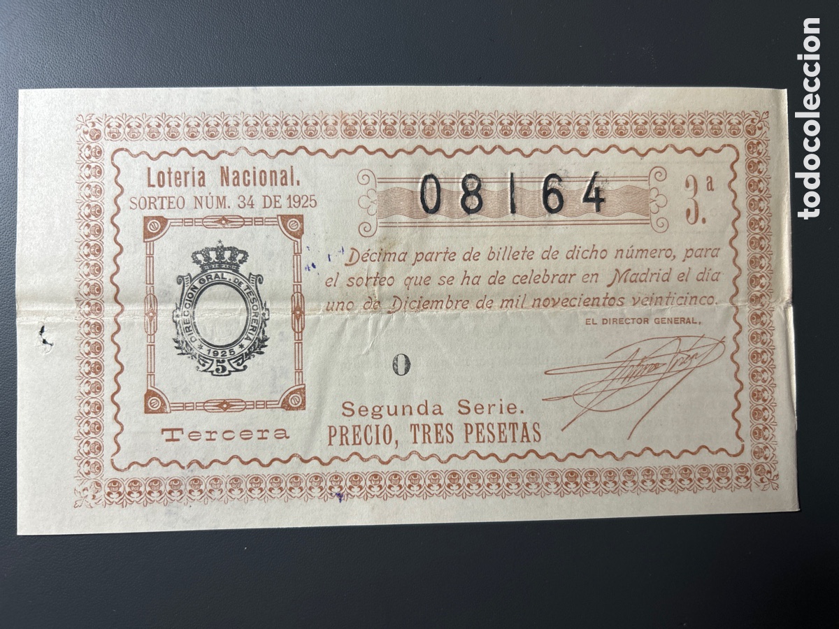 Cupones ONCE: Loteria A&ntilde;o 1925 Sorteo 34 - Foto 1