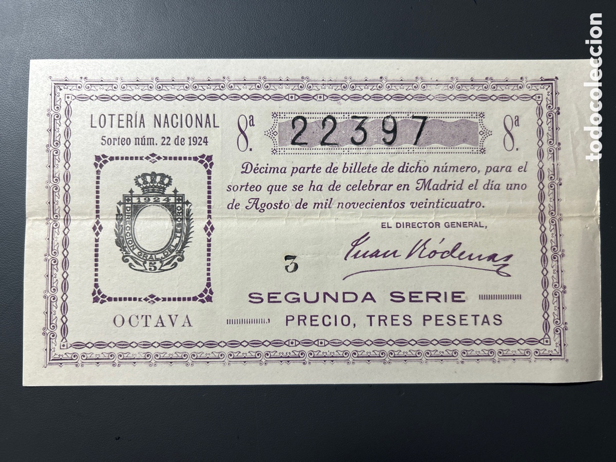 Cupones ONCE: Loteria A&ntilde;o 1924 Sorteo 22 - Foto 1