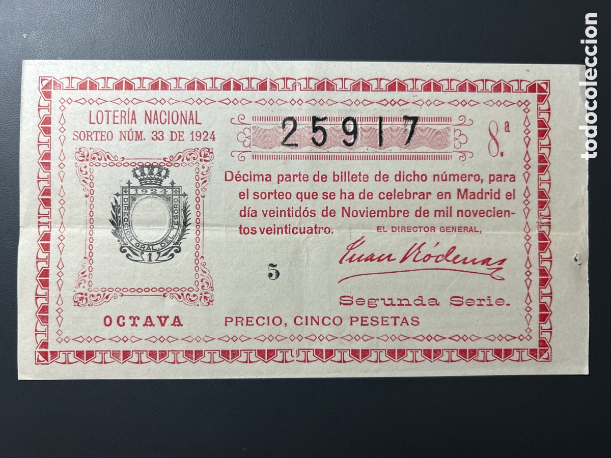 Cupones ONCE: Loteria A&ntilde;o 1924 Sorteo 33 - Foto 1