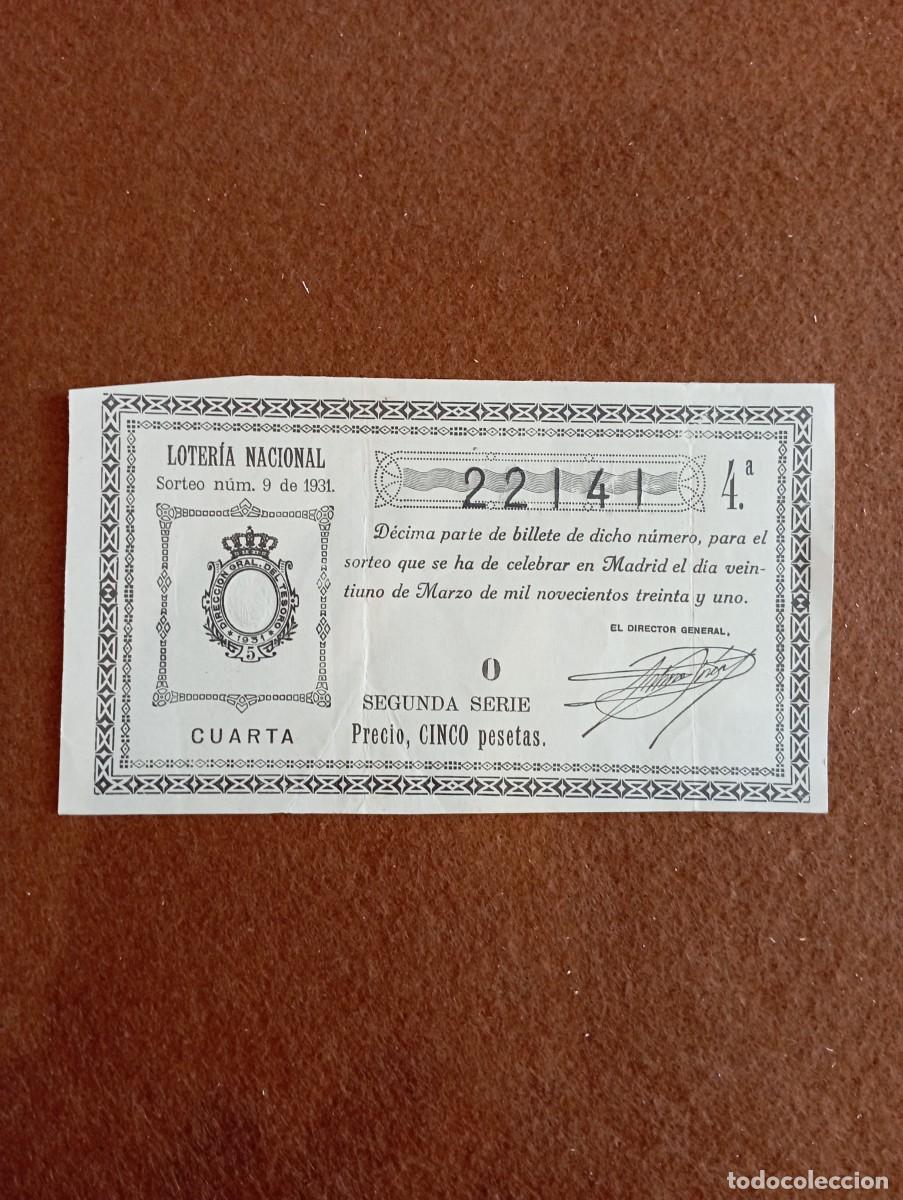 Cupones ONCE: Decimo loter&iacute;a nacionel 1931 sorteo n&ordm; 9