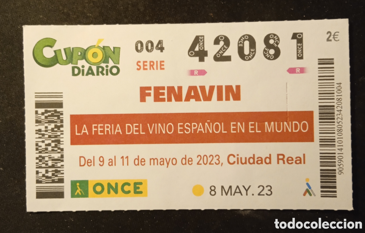 Cupones ONCE: N&deg; 42081 (8/MAYO/2023)-CIUDAD REAL