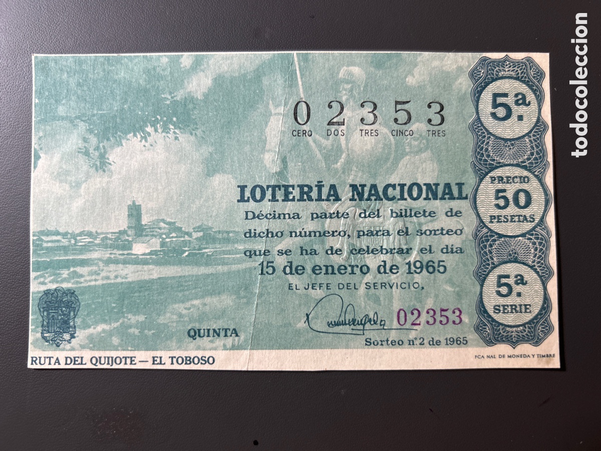 Cupones ONCE: Loteria A&ntilde;o 1965 Sorteo 2 - Foto 1