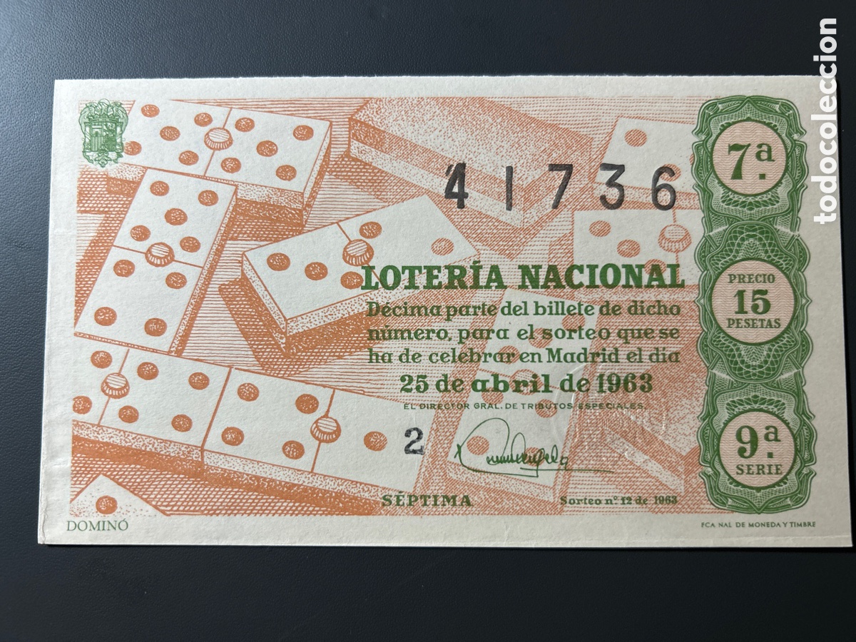 Cupones ONCE: Loteria A&ntilde;o 1963 Sorteo 12 - Foto 1