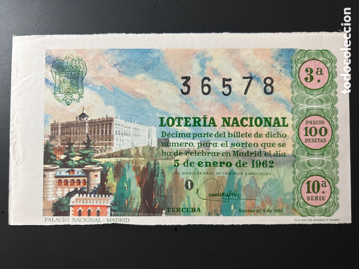 Cupones ONCE: Loteria A&ntilde;o 1962 Sorteo 1 - Foto 1