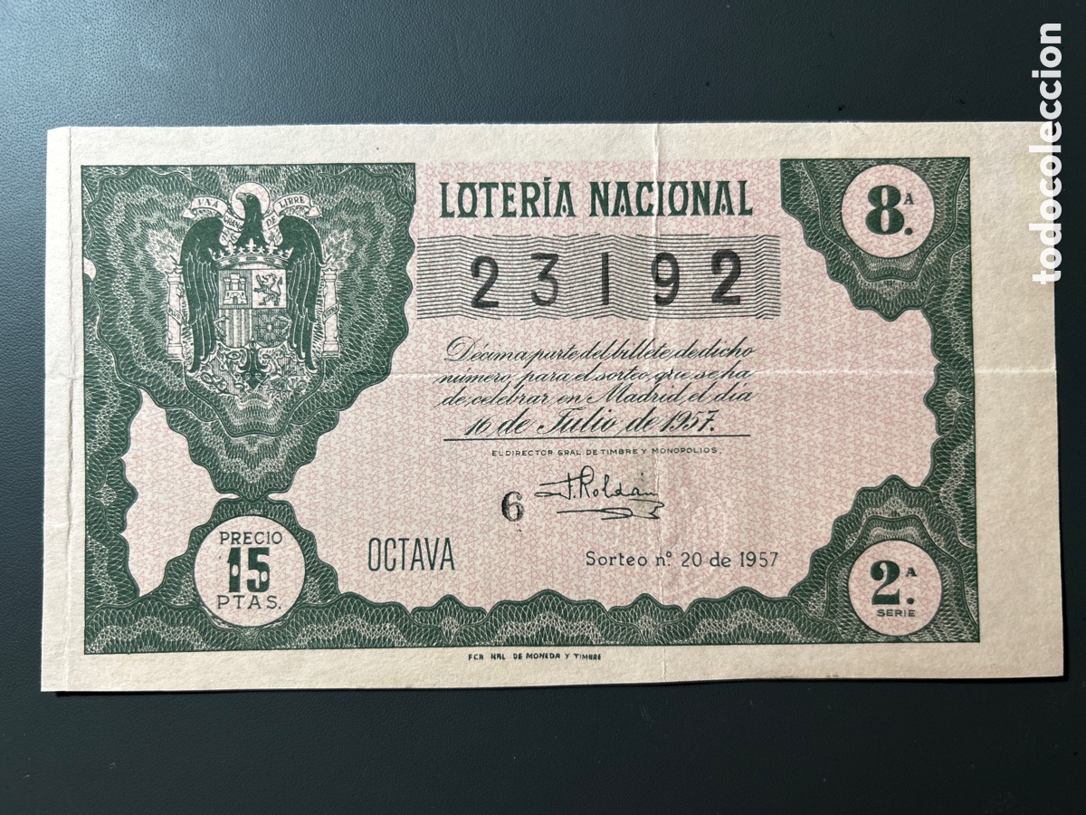 Cupones ONCE: Loteria A&ntilde;o 1957 Sorteo 20 - Foto 1