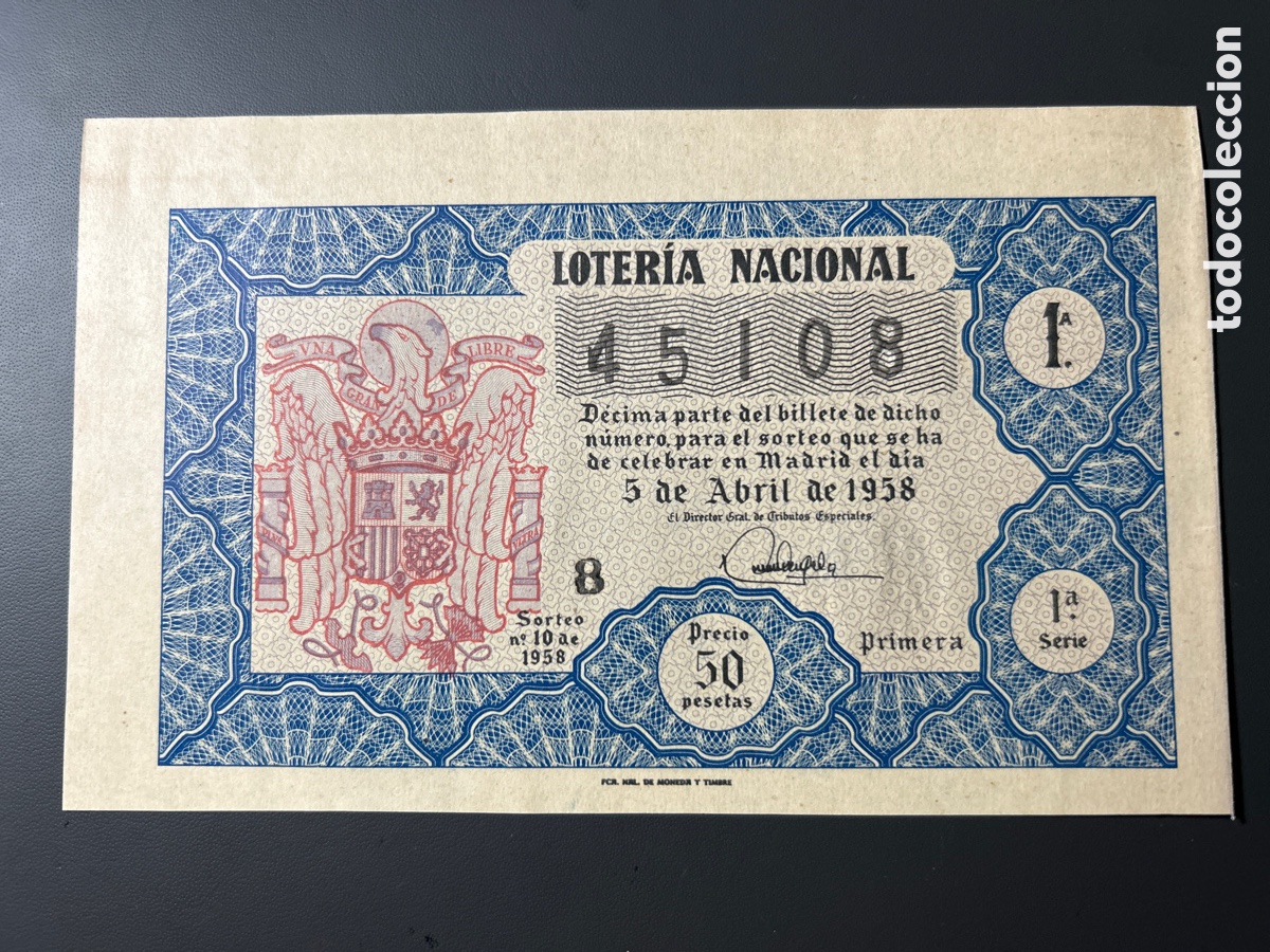 Cupones ONCE: Loteria A&ntilde;o 1958 sorteo 10 - Foto 1