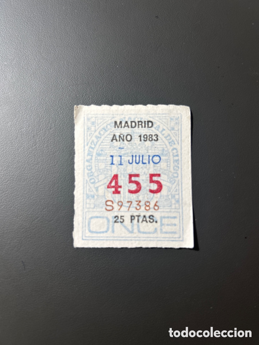 ONCE Coupons: Loteria Cupon once A&ntilde;o 1983 Madrid 11 Julio