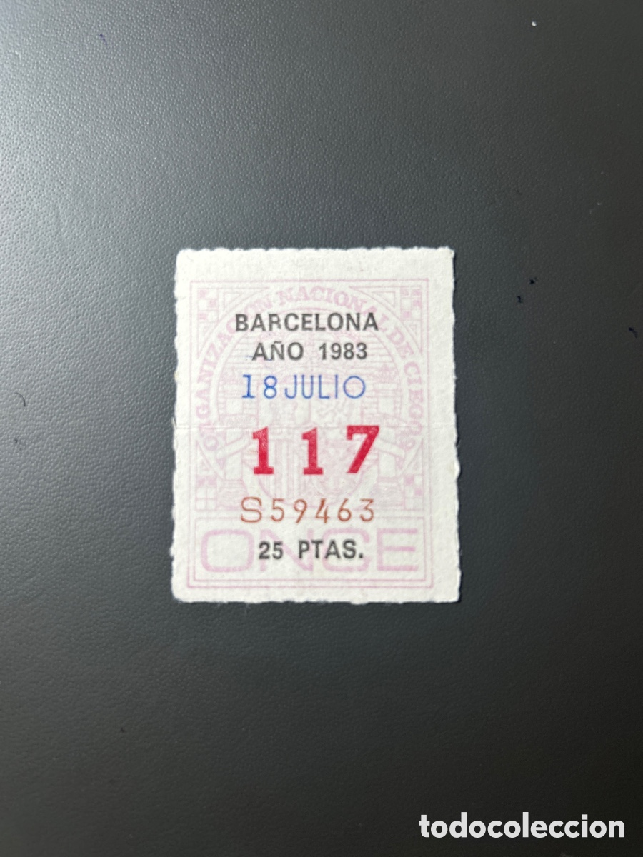 ONCE Coupons: Loteria Cupon once A&ntilde;o 1983 Barcelona 18 Julio