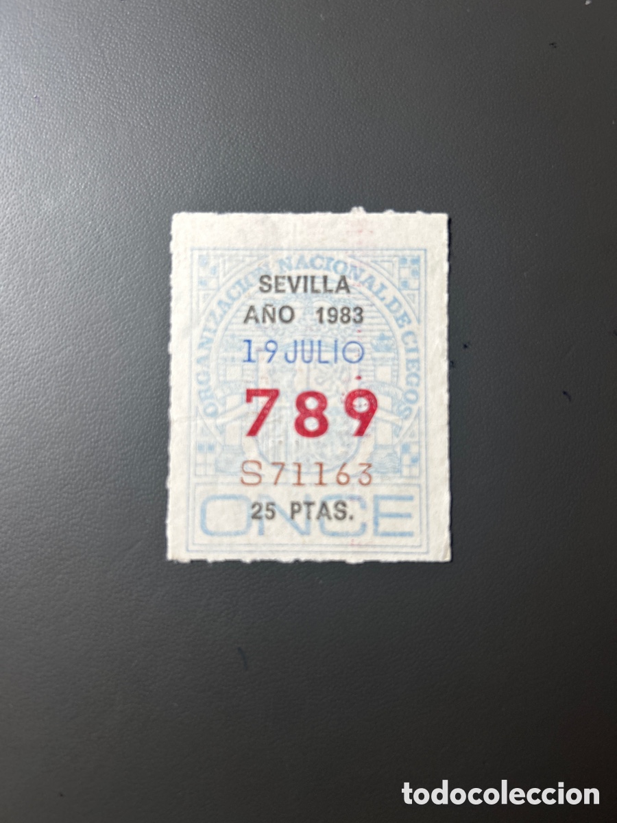 ONCE Coupons: Loteria Cupon once A&ntilde;o 1983 Sevilla 19 Julio