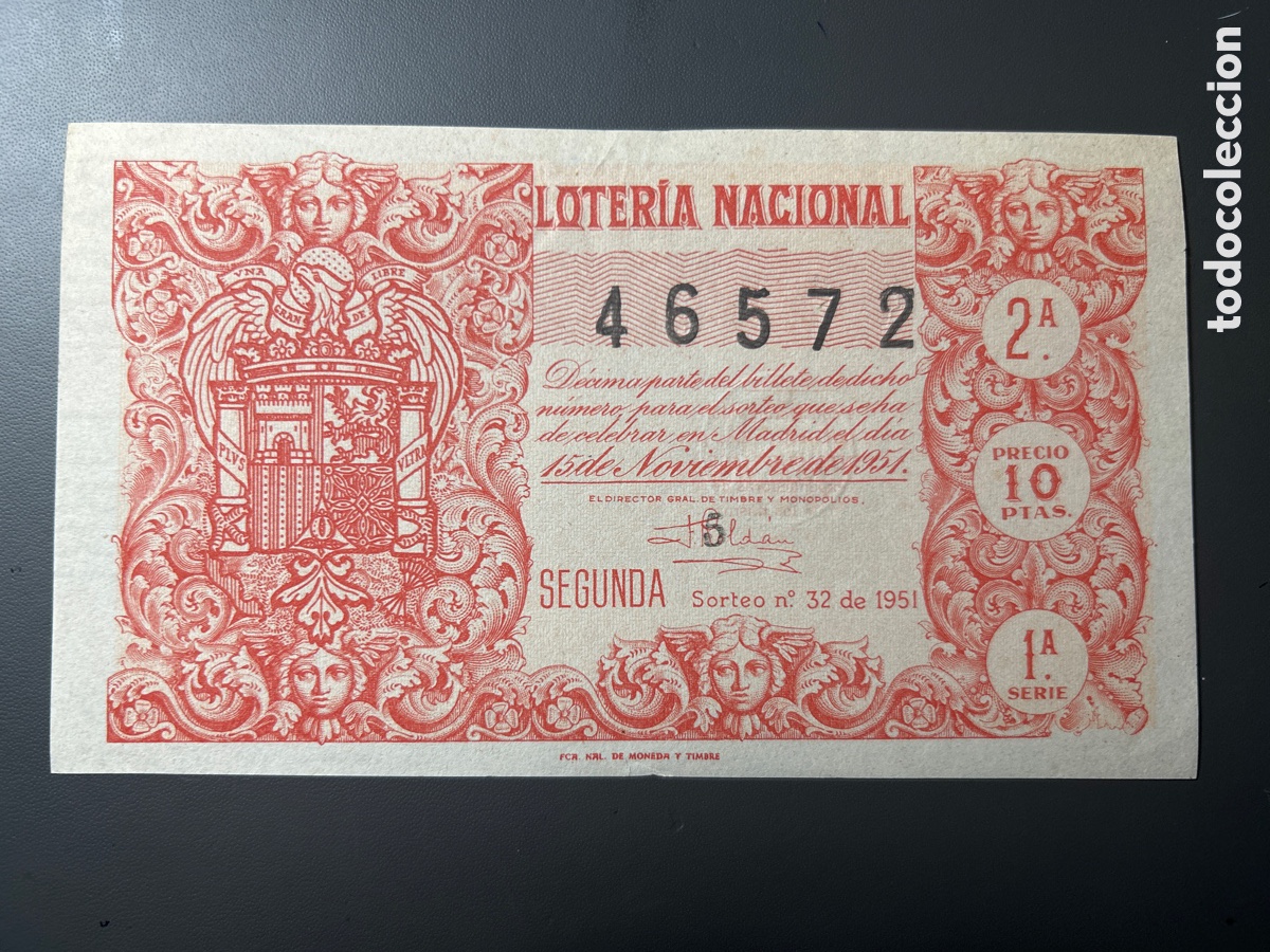 Cupones ONCE: Loteria A&ntilde;o 1951 Sorteo 32 - Foto 1