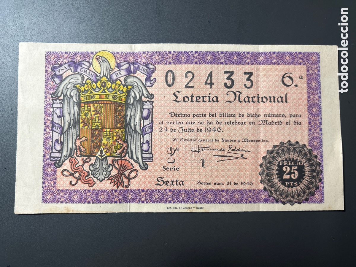 Cupones ONCE: Loteria A&ntilde;o 1946 Sorteo 21 - Foto 1
