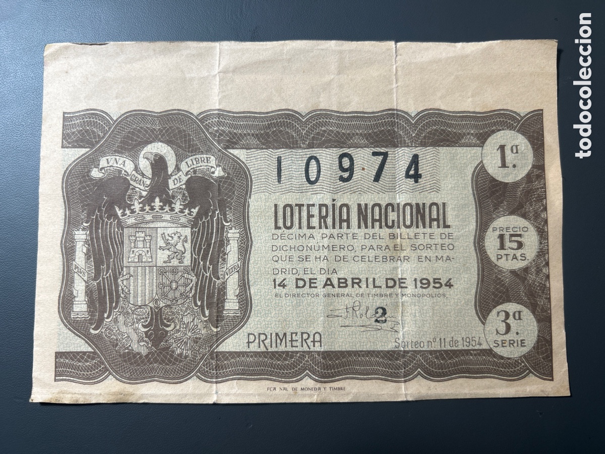 Cupones ONCE: Loteria A&ntilde;o 1954 Sorteo 11 - Foto 1