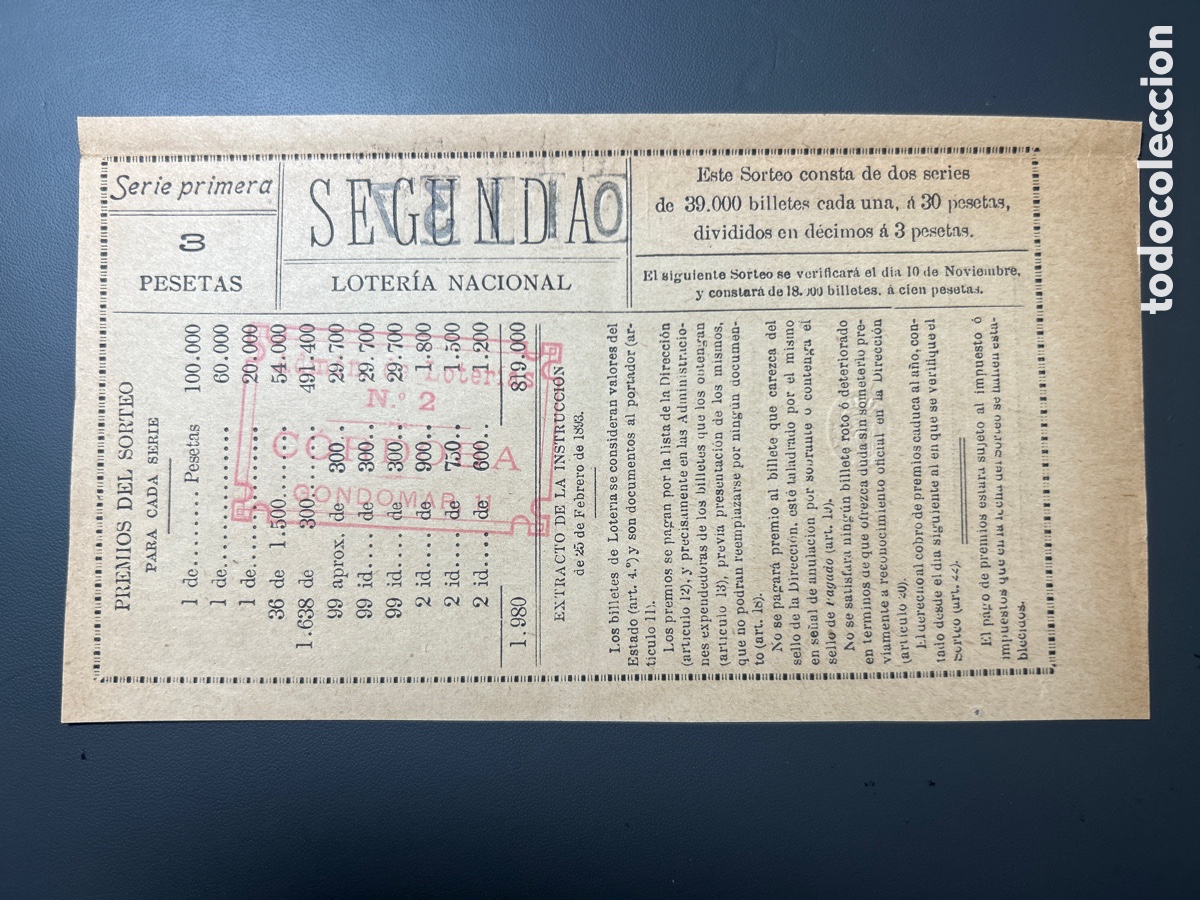 Cupones ONCE: Loteria A&ntilde;o 1905 Sorteo 29 - Foto 2