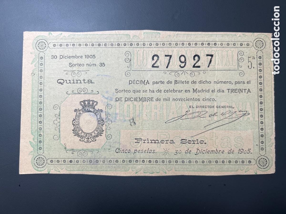Cupones ONCE: Loteria A&ntilde;o 1905 Sorteo 35 - Foto 1