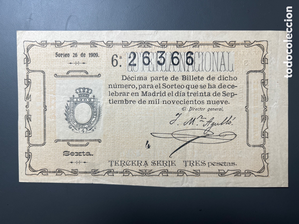 Cupones ONCE: Loteria A&ntilde;o 1909 Sorteo 26 - Foto 1