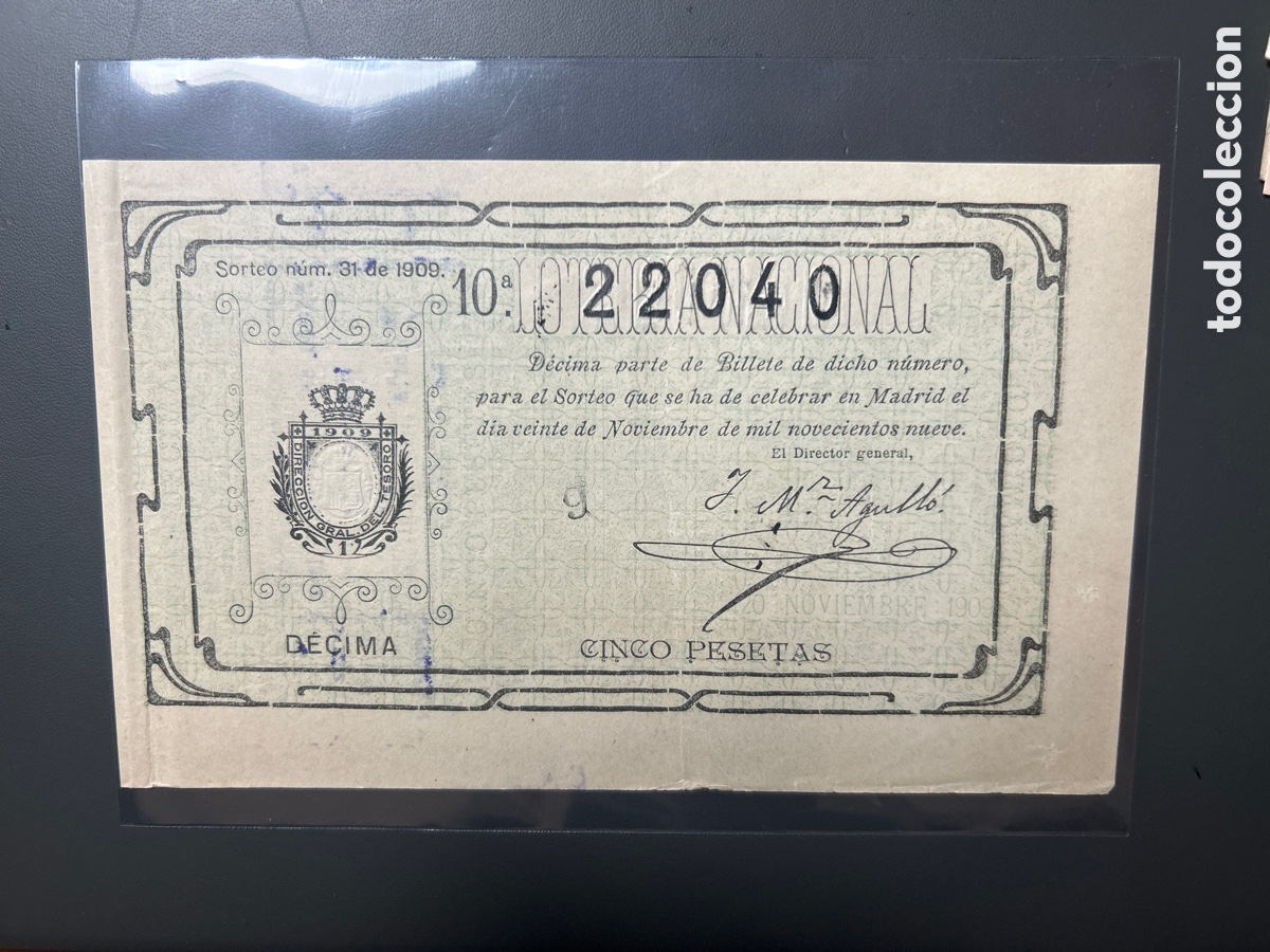 Cupones ONCE: Loteria A&ntilde;o 1909 Sorteo 31 - Foto 1