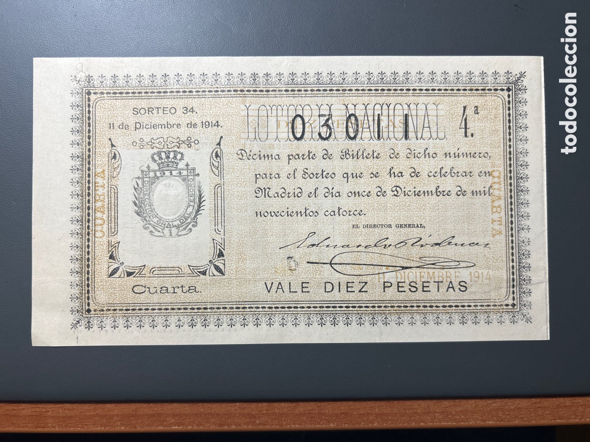 Cupones ONCE: Loteria A&ntilde;o 1914 Sorteo 34 - Foto 1