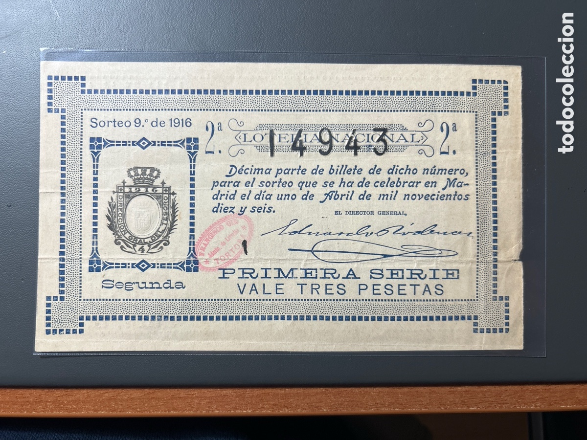 Cupones ONCE: Loteria A&ntilde;o 1916 Sorteo 9 - Foto 1