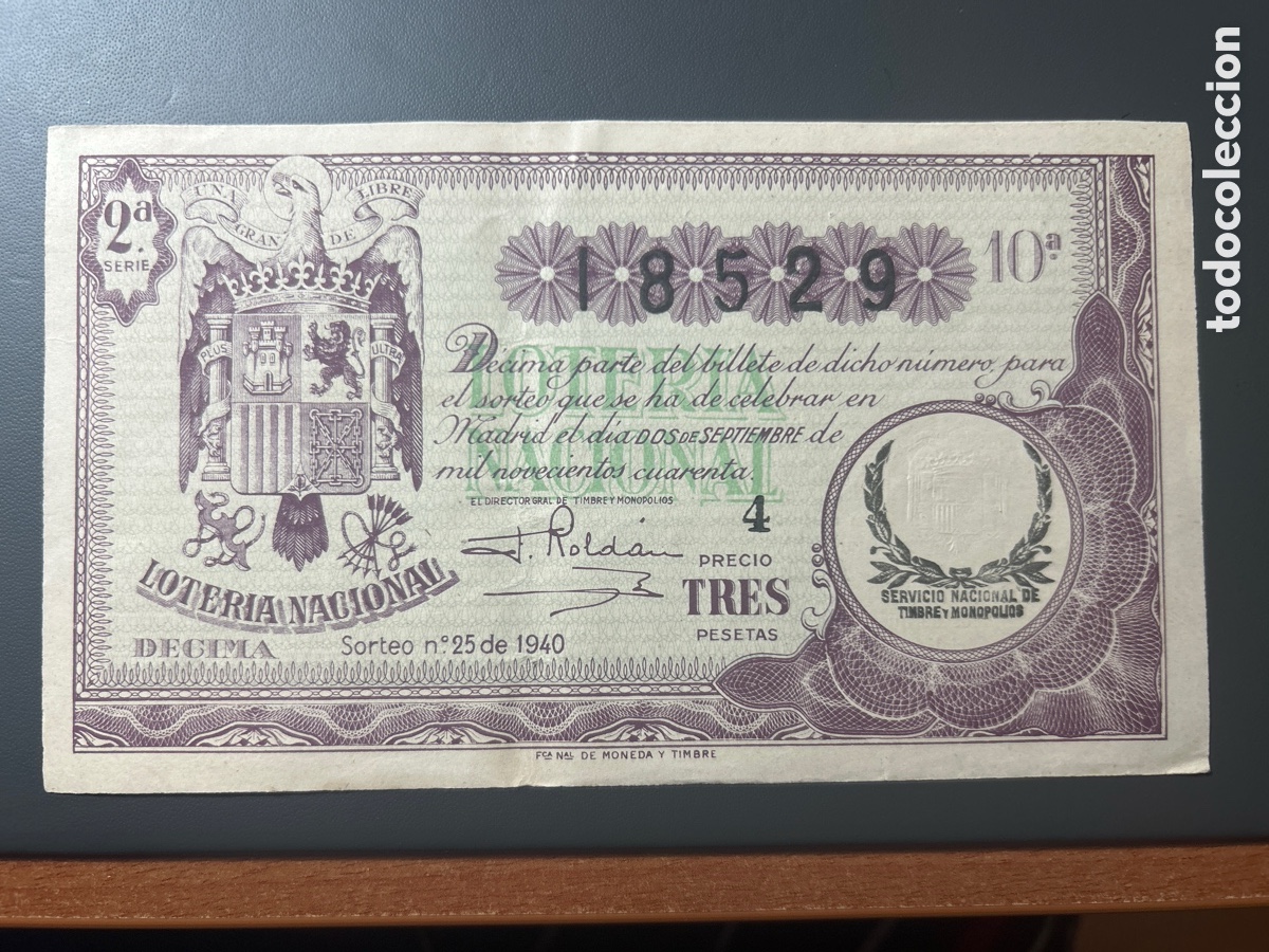 Cupones ONCE: Loteria A&ntilde;o 1940 Sorteo 25 - Foto 1