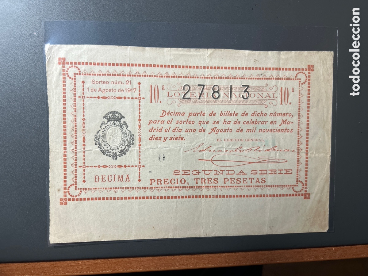 Cupones ONCE: Loteria A&ntilde;o 1917 Sorteo 21 - Foto 1