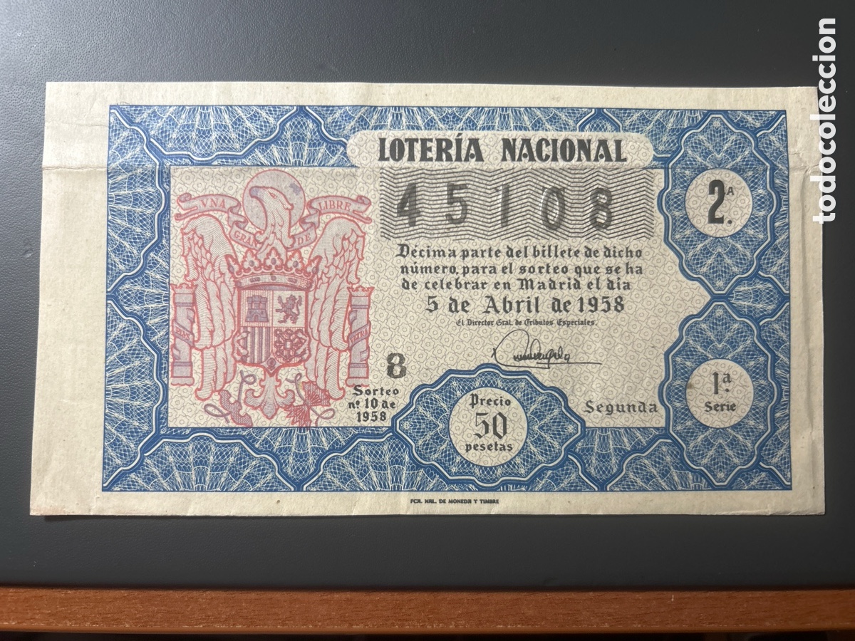 Cupones ONCE: Loteria A&ntilde;o 1958 Sorteo 10 - Foto 1
