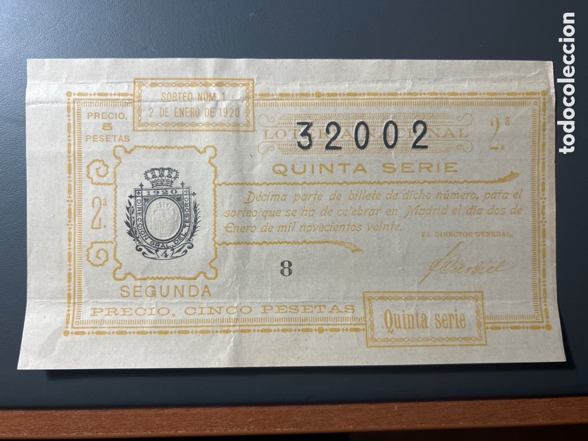 Cupones ONCE: Loteria A&ntilde;o 1920 Sorteo 1 - Foto 1