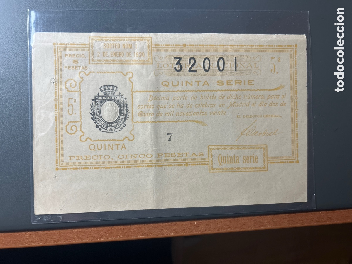Cupones ONCE: Loteria A&ntilde;o 1920 Sorteo 1 - Foto 1