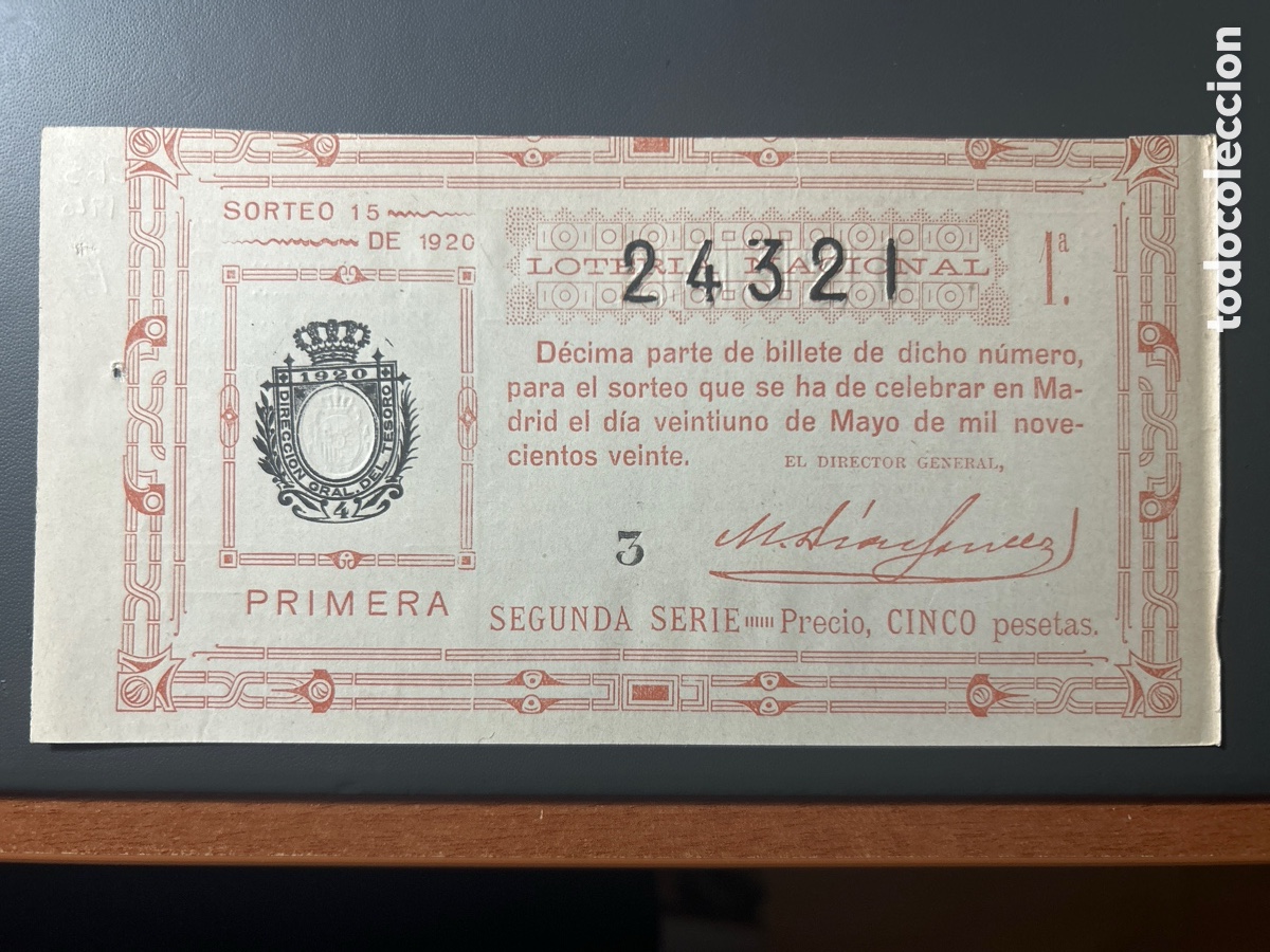 Cupones ONCE: Loteria A&ntilde;o 1920 Sorteo 15 - Foto 1