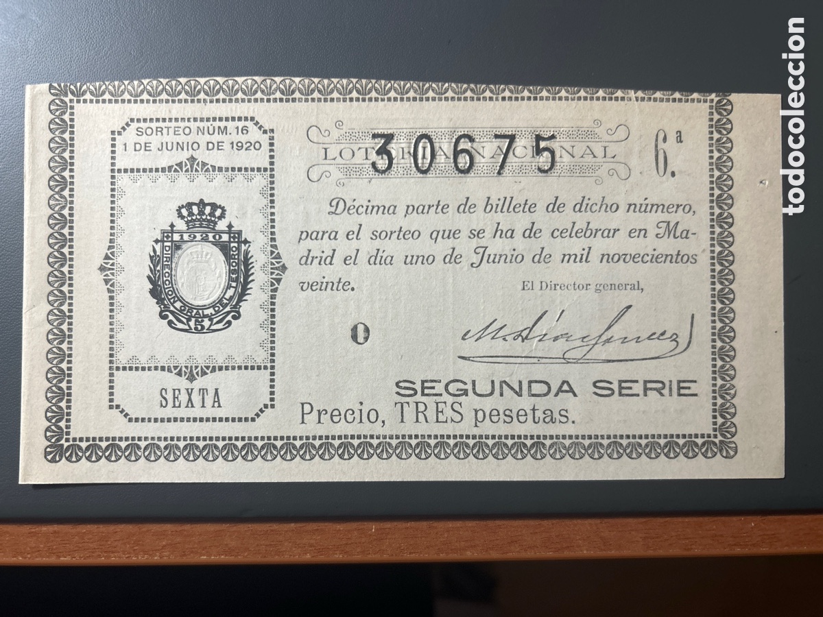 Cupones ONCE: Loteria A&ntilde;o 1920 Sorteo 16 - Foto 1