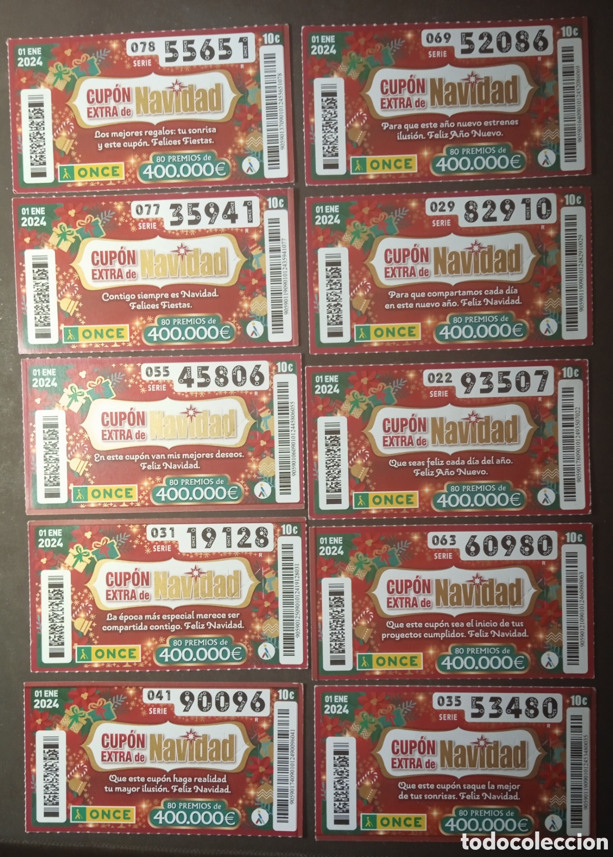 ONCE Coupons: LOTE CUPONES EXTRA DE NAVIDAD (1/ENERO/2024)