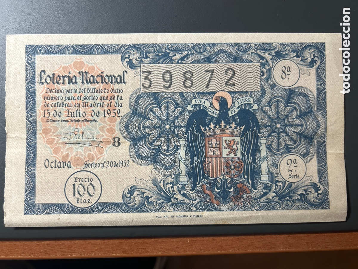 Cupones ONCE: Loteria A&ntilde;o 1952 Sorteo 20 - Foto 1