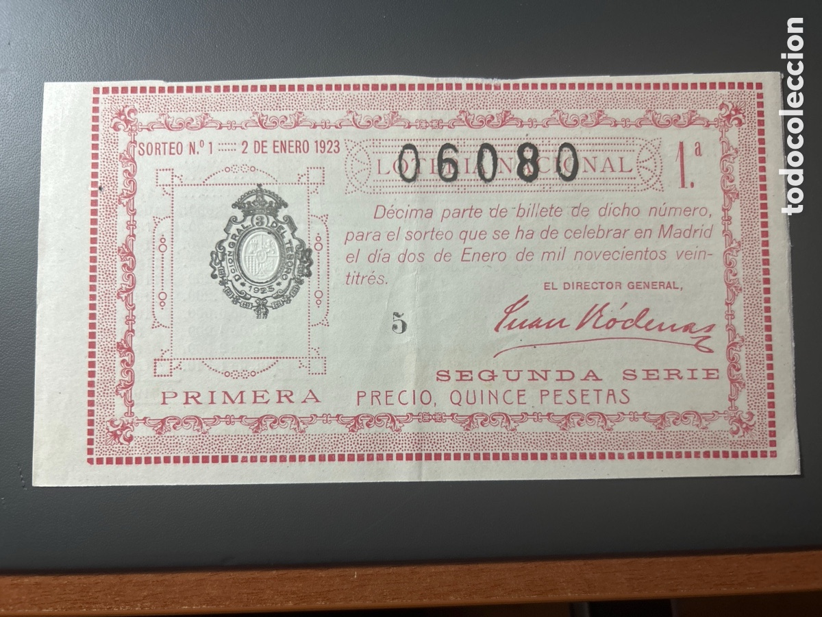 Cupones ONCE: Loteria A&ntilde;o 1923 Sorteo 1 - Foto 1