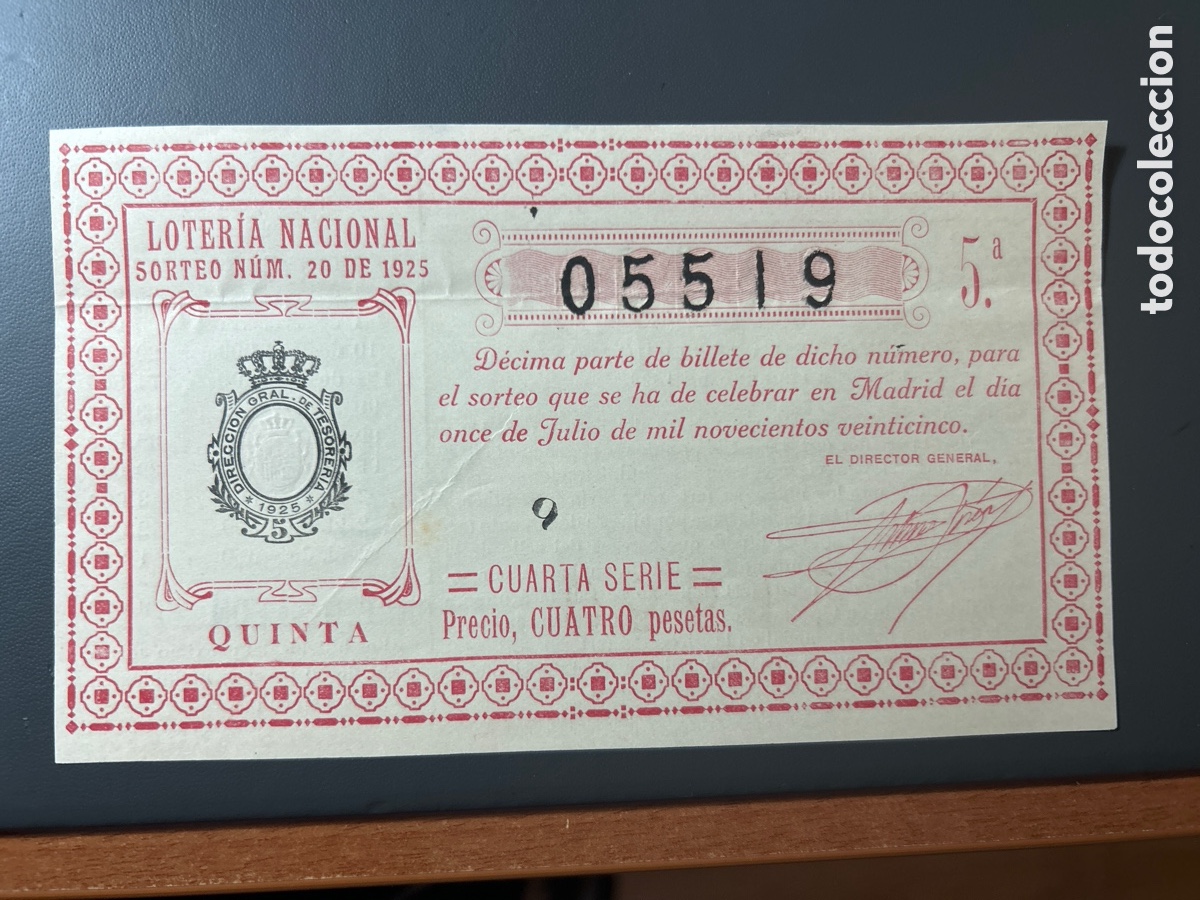 Cupones ONCE: Loteria A&ntilde;o 1925 Sorteo 20 - Foto 1