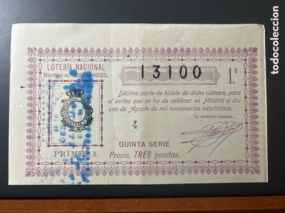 Cupones ONCE: Loteria A&ntilde;o 1925 Sorteo 22 - Foto 1