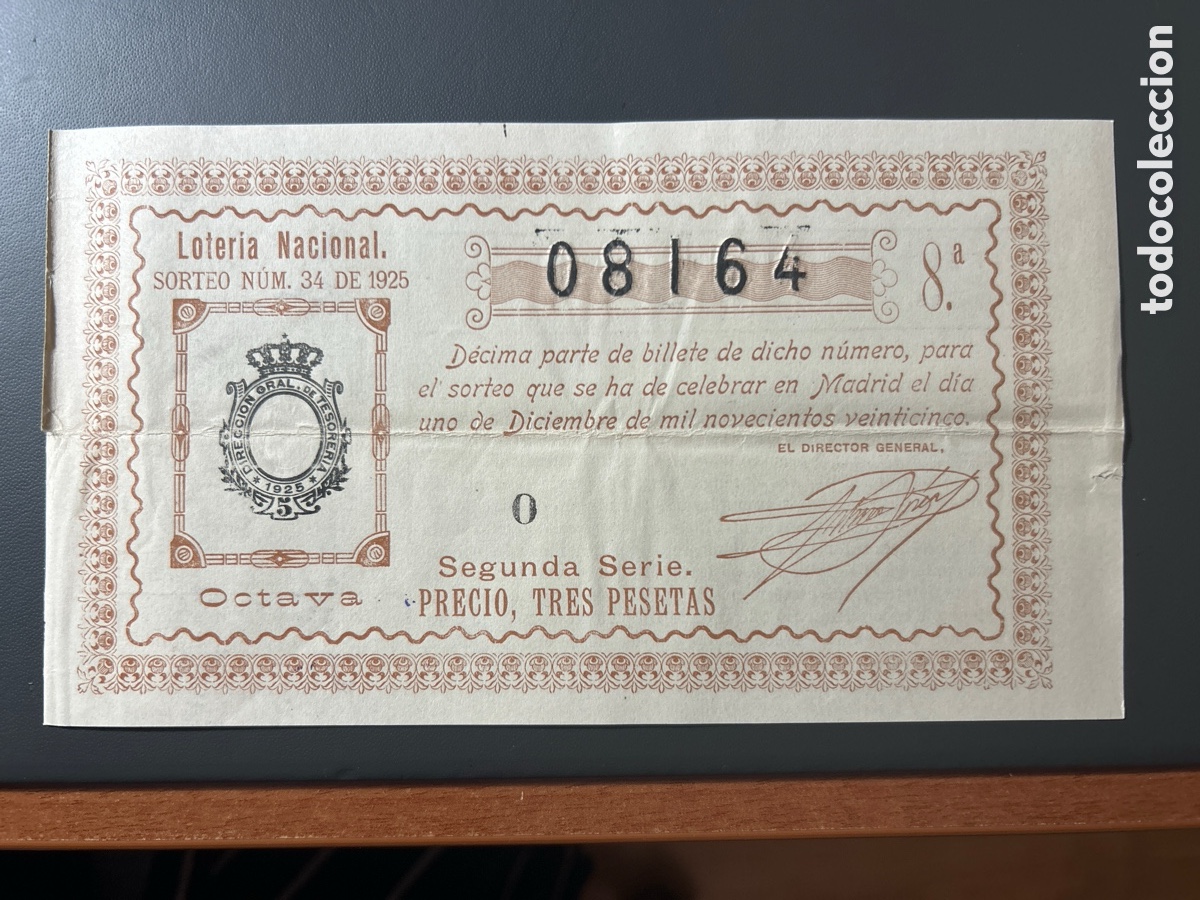 Cupones ONCE: Loteria A&ntilde;o 1925 Sorteo 34 - Foto 1