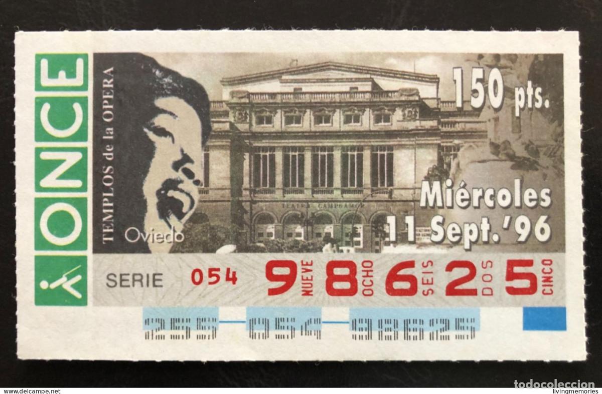Cupones ONCE: CUPON ONCE. TEMPLOS DE LA OPERA. OVIEDO. 1996 - Foto 1
