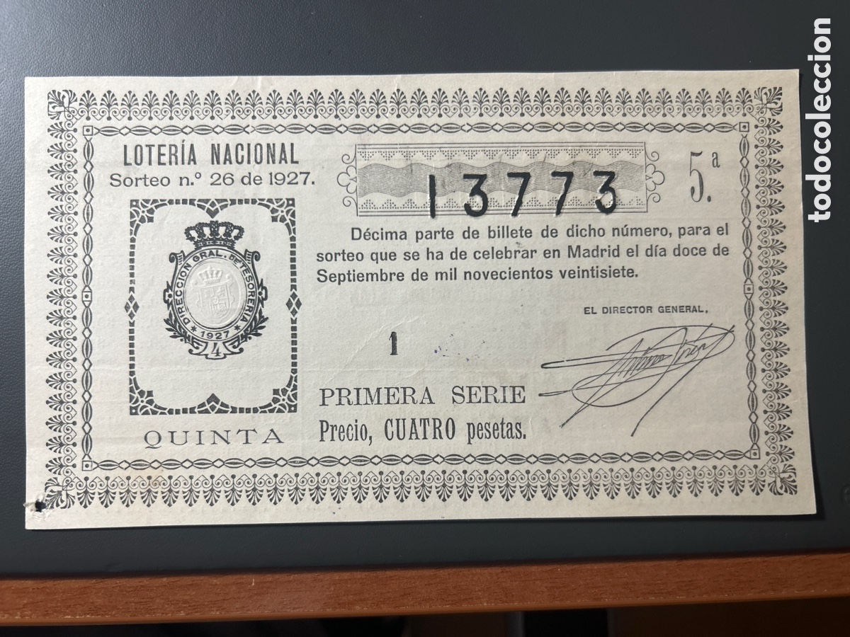 Cupones ONCE: Loteria A&ntilde;o 1927 Sorteo 26 - Foto 1