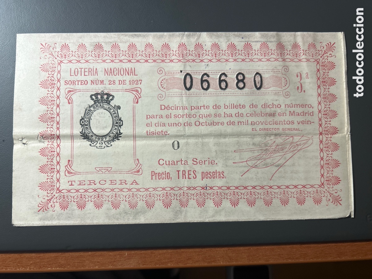 Cupones ONCE: Loteria A&ntilde;o 1927 Sorteo 28 - Foto 1