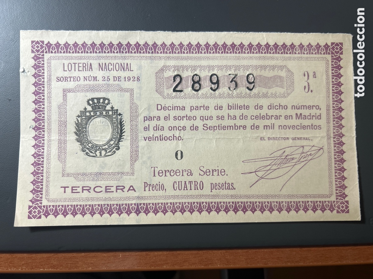 Cupones ONCE: Loteria A&ntilde;o 1928 Sorteo 25 - Foto 1