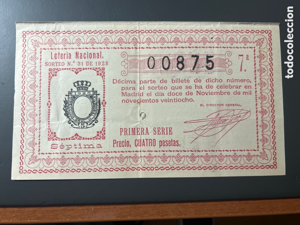 Cupones ONCE: Loteria A&ntilde;o 1928 Sorteo 31 - Foto 1