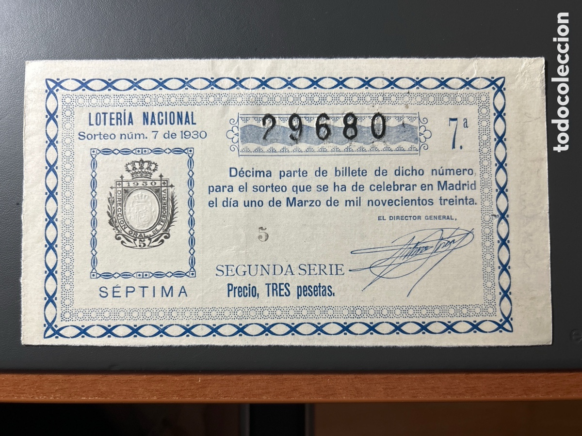 Cupones ONCE: Loteria A&ntilde;o 1930 Sorteo 7 - Foto 1