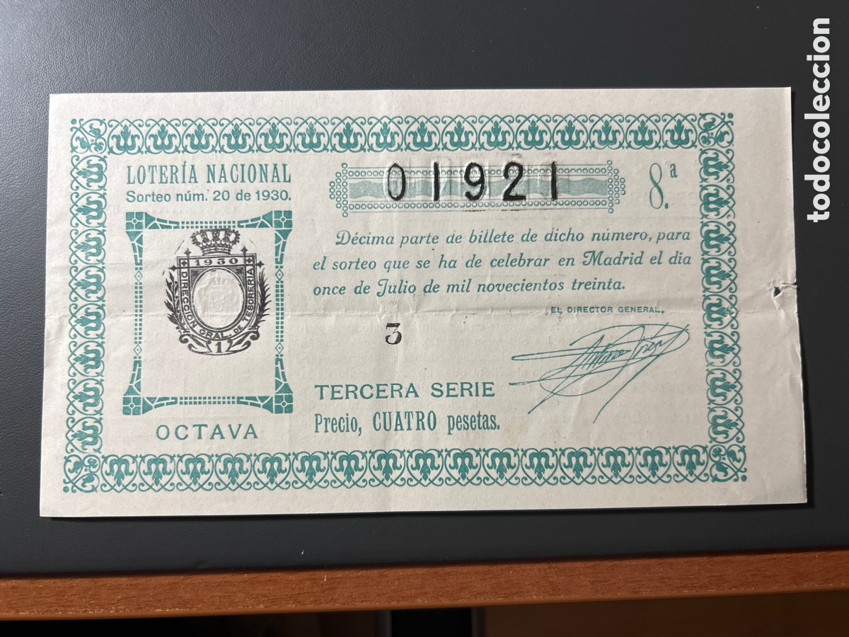Cupones ONCE: Loteria A&ntilde;o 1930 Sorteo 20 - Foto 1