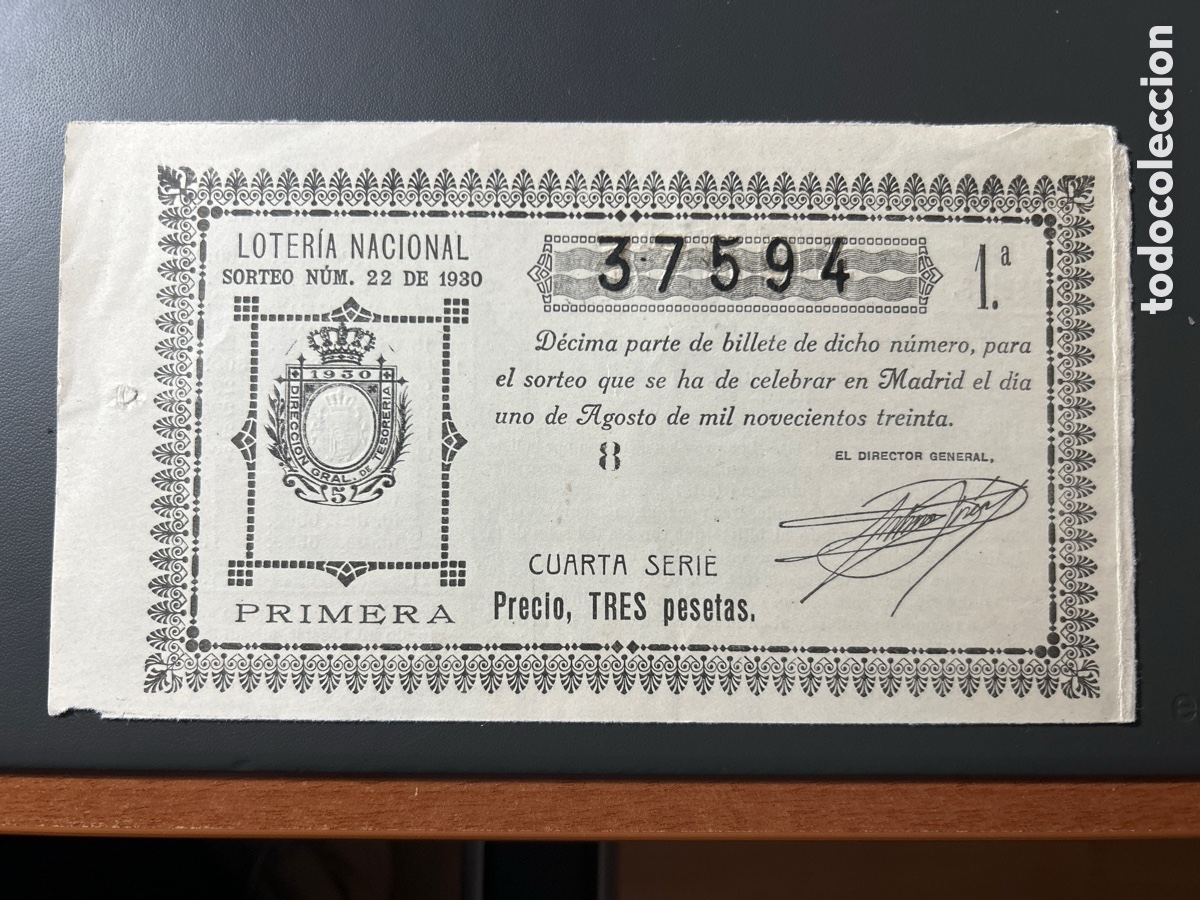 Cupones ONCE: Loteria A&ntilde;o 1930 Sorteo 22 - Foto 1