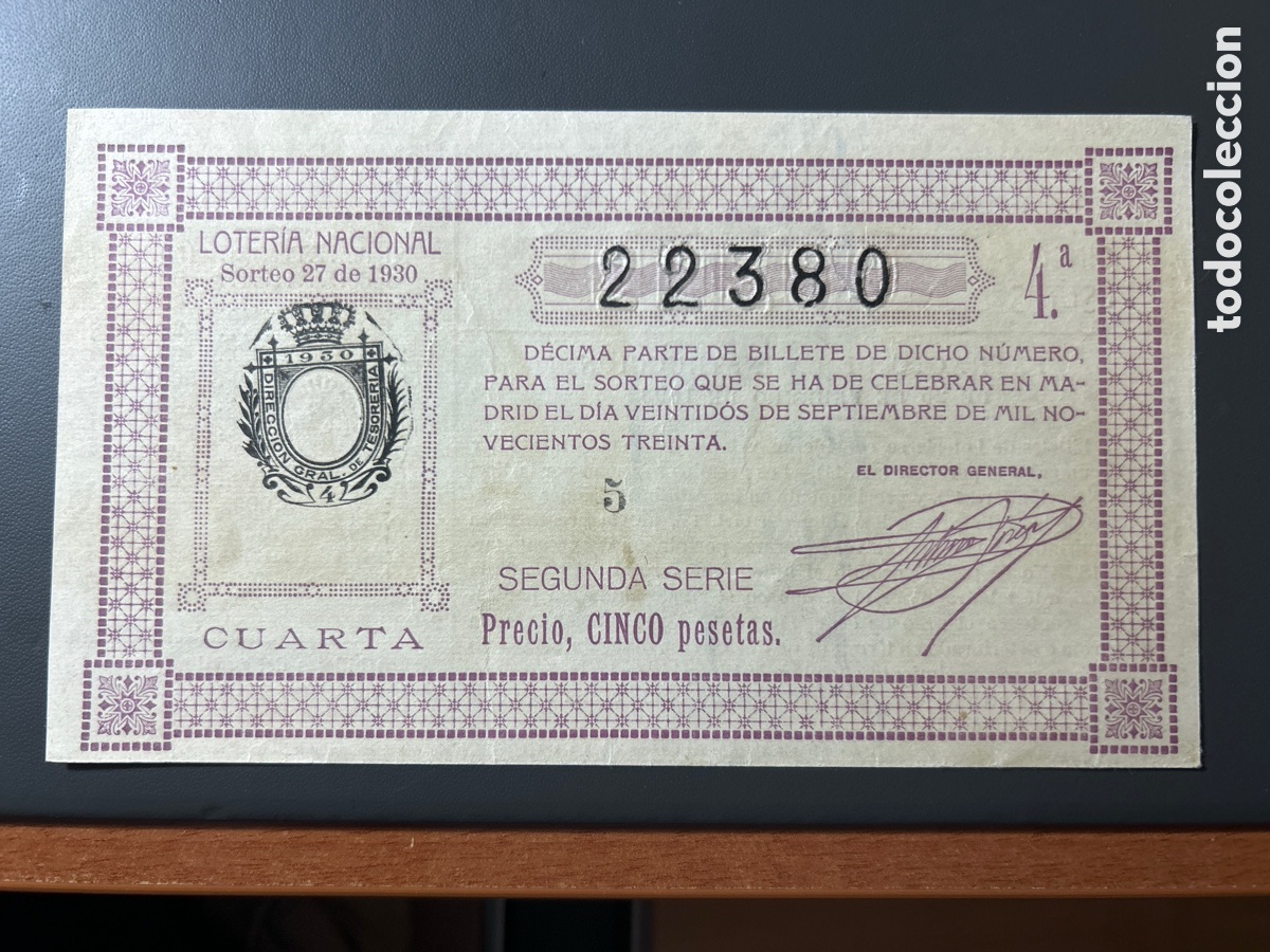 Cupones ONCE: Loteria A&ntilde;o 1930 Sorteo 27 - Foto 1