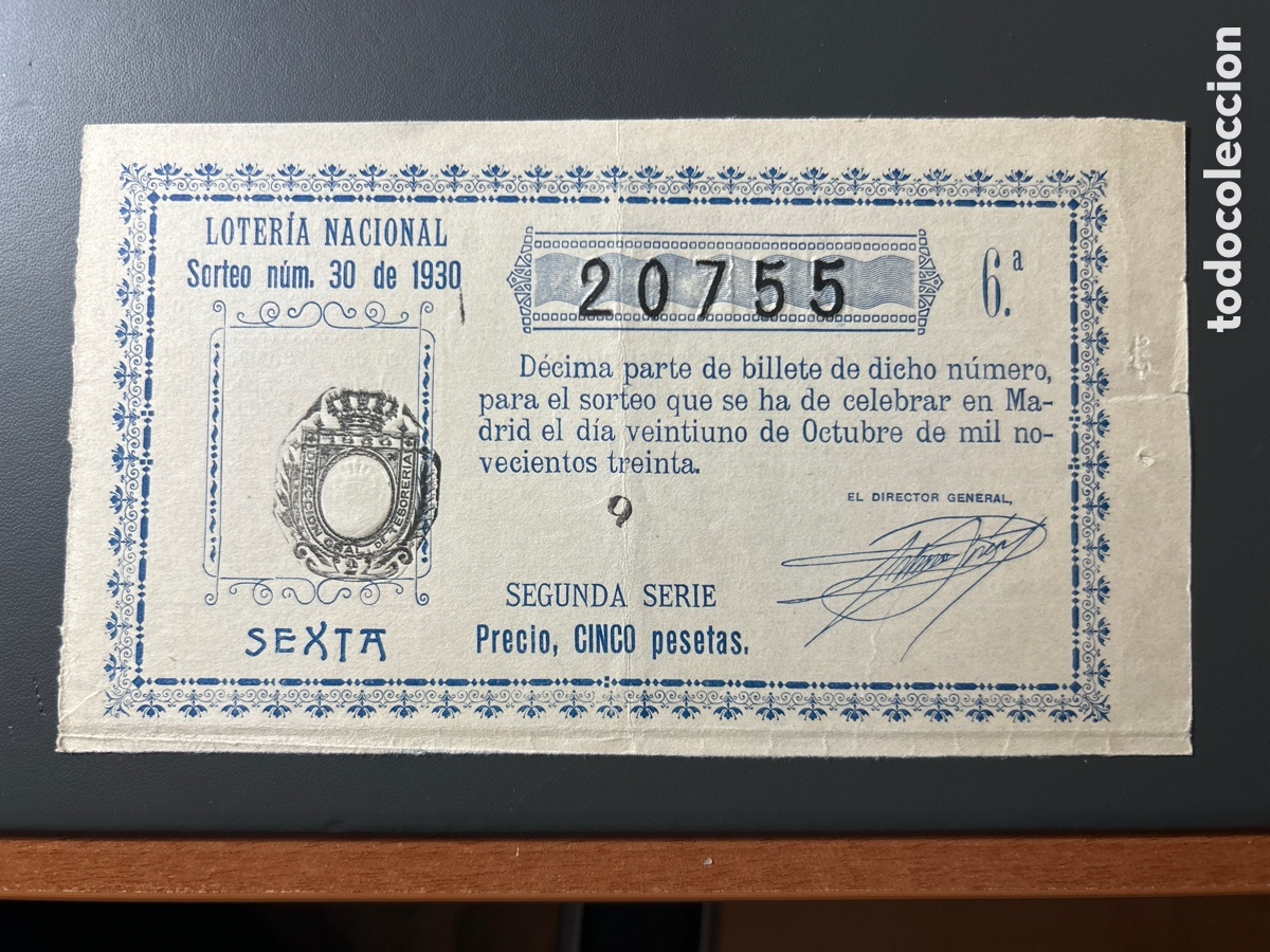 Cupones ONCE: Loteria A&ntilde;o 1930 Sorteo 30 - Foto 1
