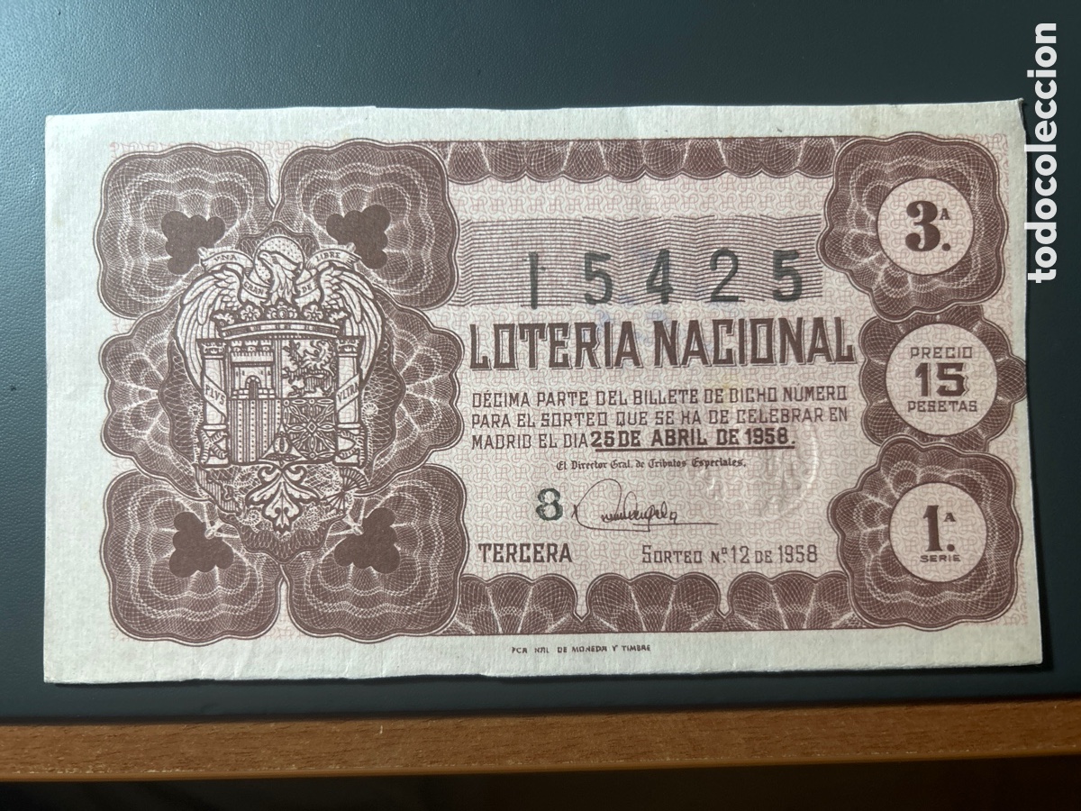 Cupones ONCE: Loteria A&ntilde;o 1958 Sorteo 12 - Foto 1